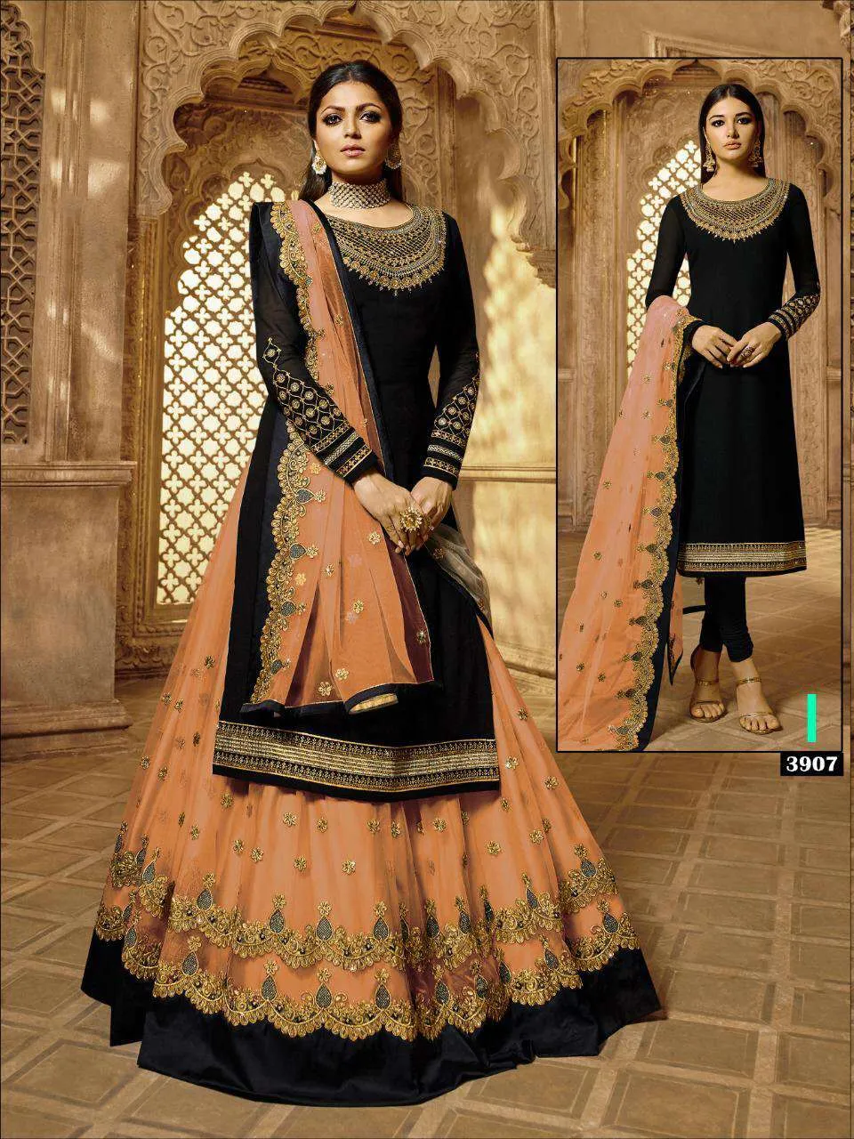 Grand Party Wear Designer Satin Georgette Lehenga Style Suit 3907