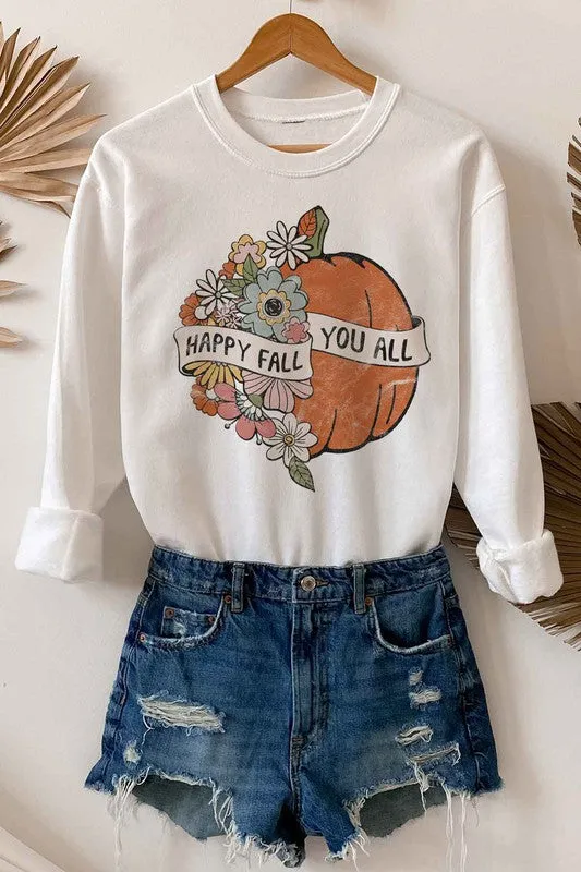 HAPPY FALL YOU ALL GRAPHIC SWEATSHIRT PLUS SIZE