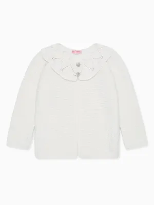 Ivory Baena Merino Girl Cardigan