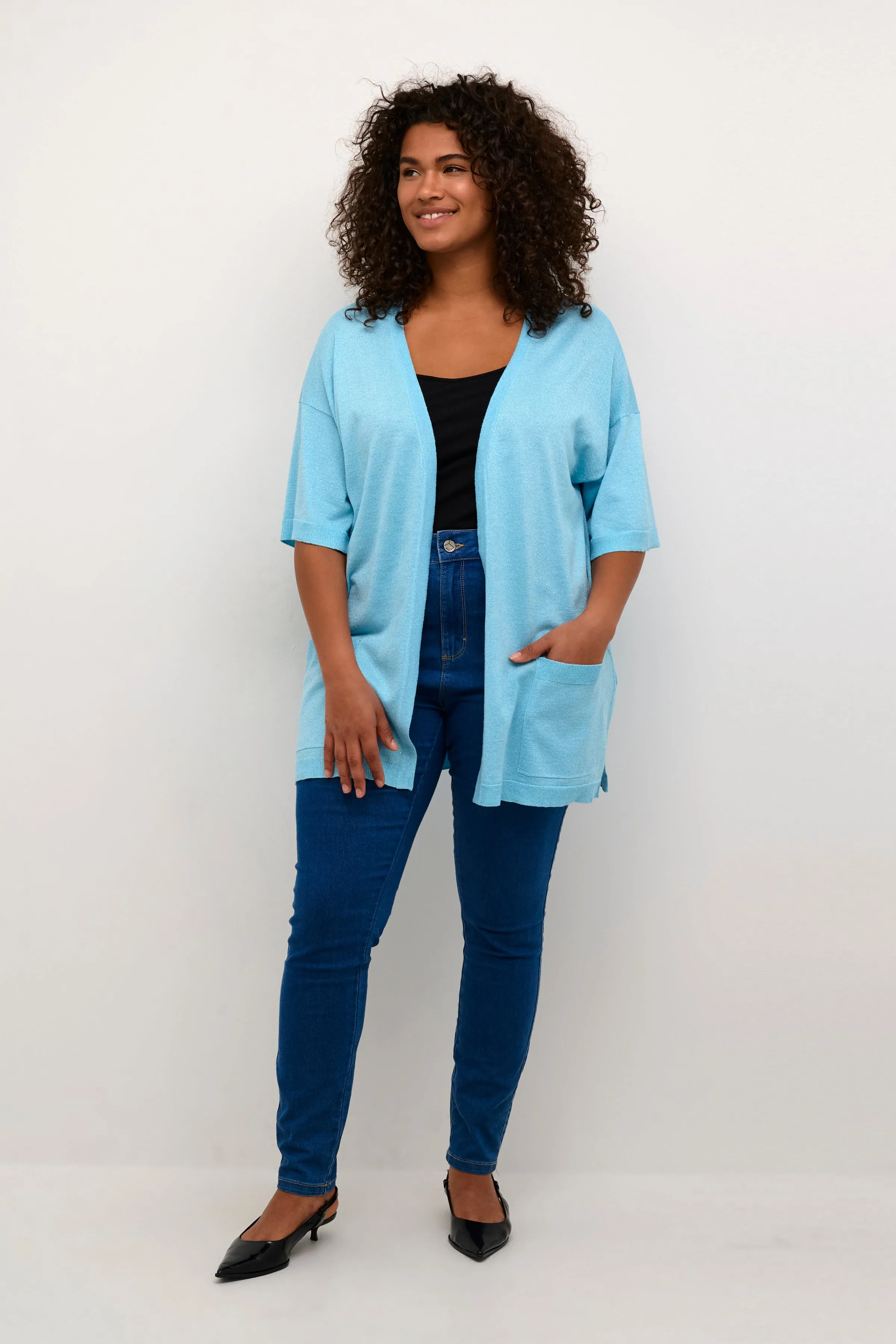 Kaffe Curve Regitta Cardigan in Blue Shimmer