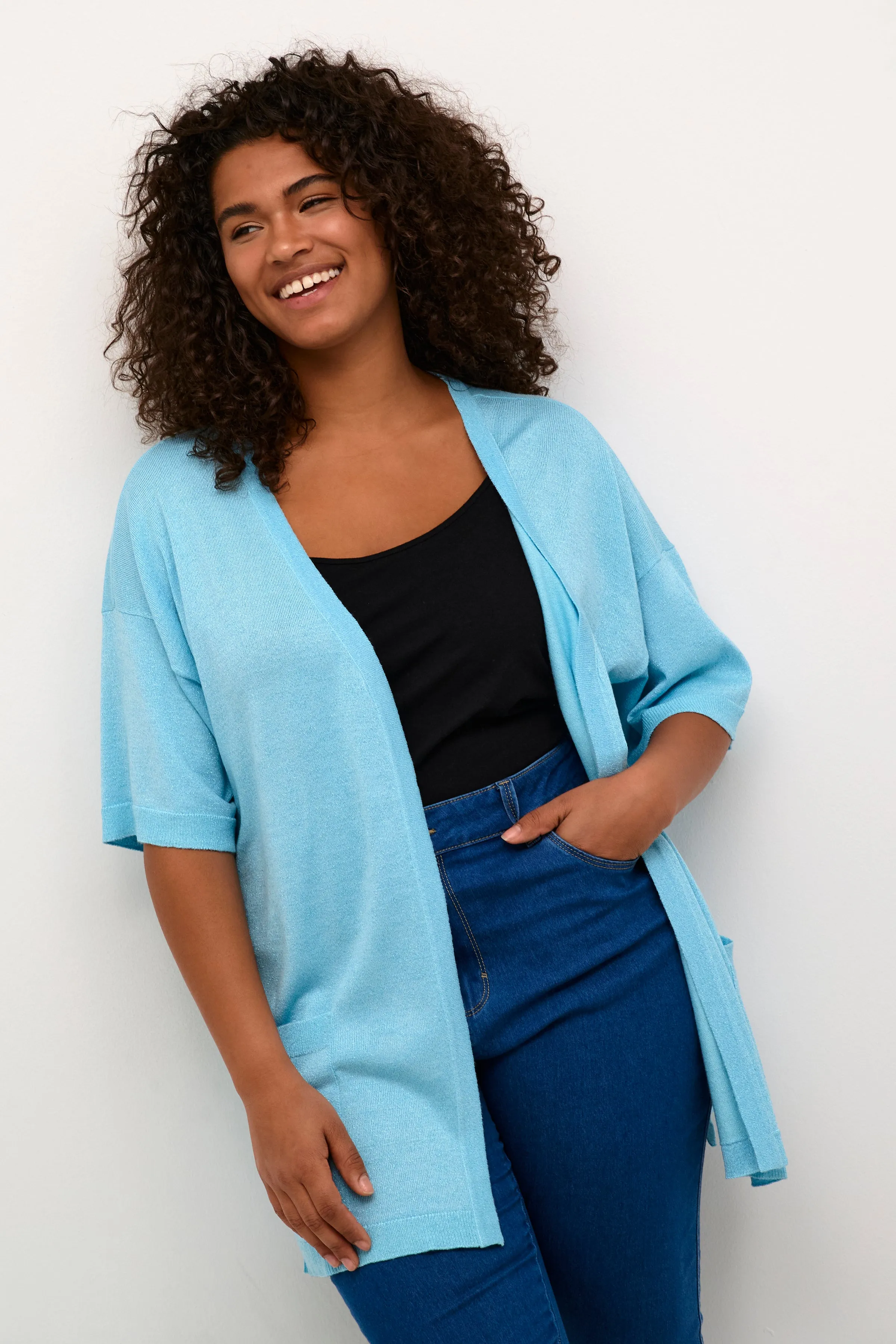 Kaffe Curve Regitta Cardigan in Blue Shimmer