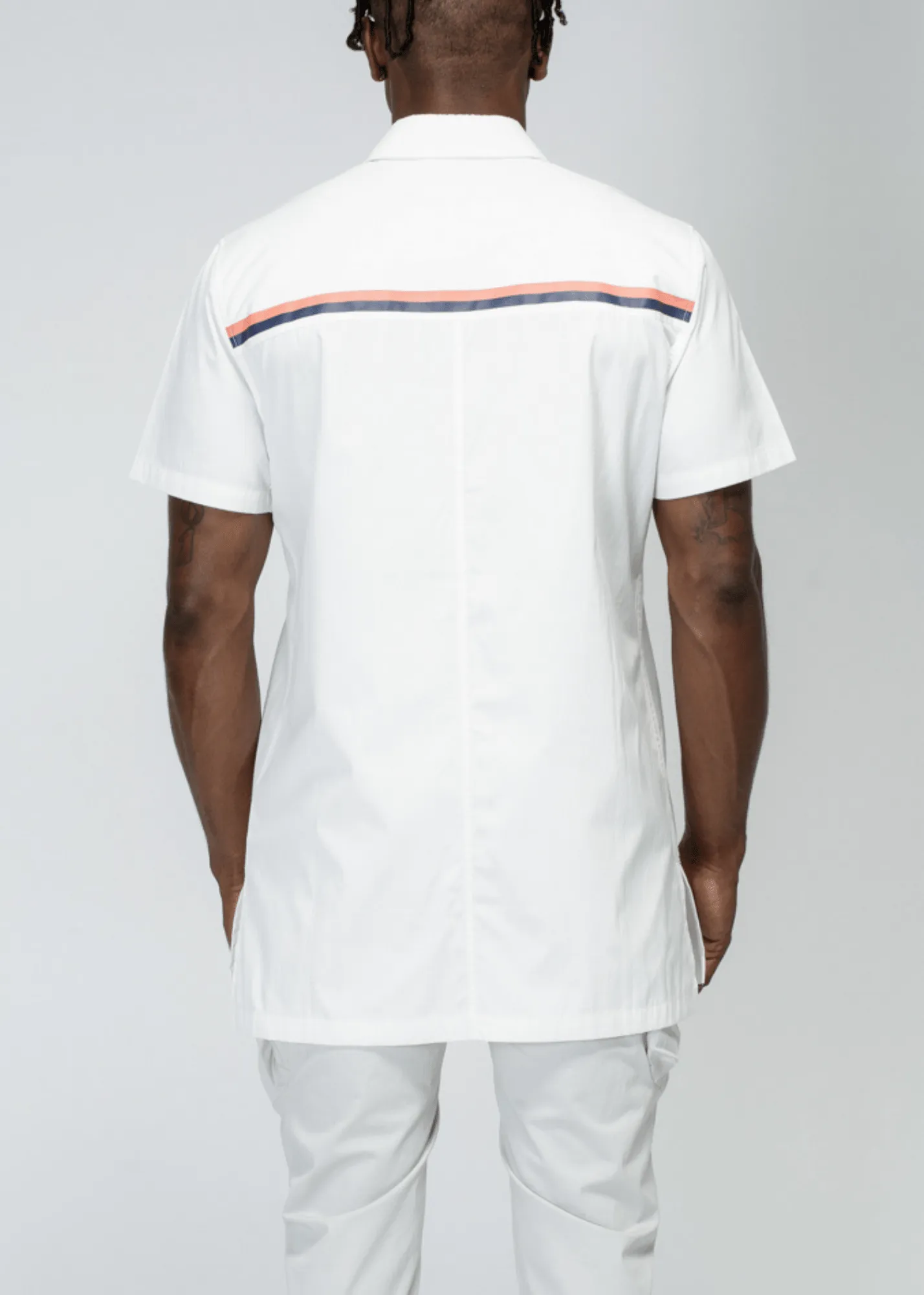 Konus Men's Collared Zip Up Shirt in White