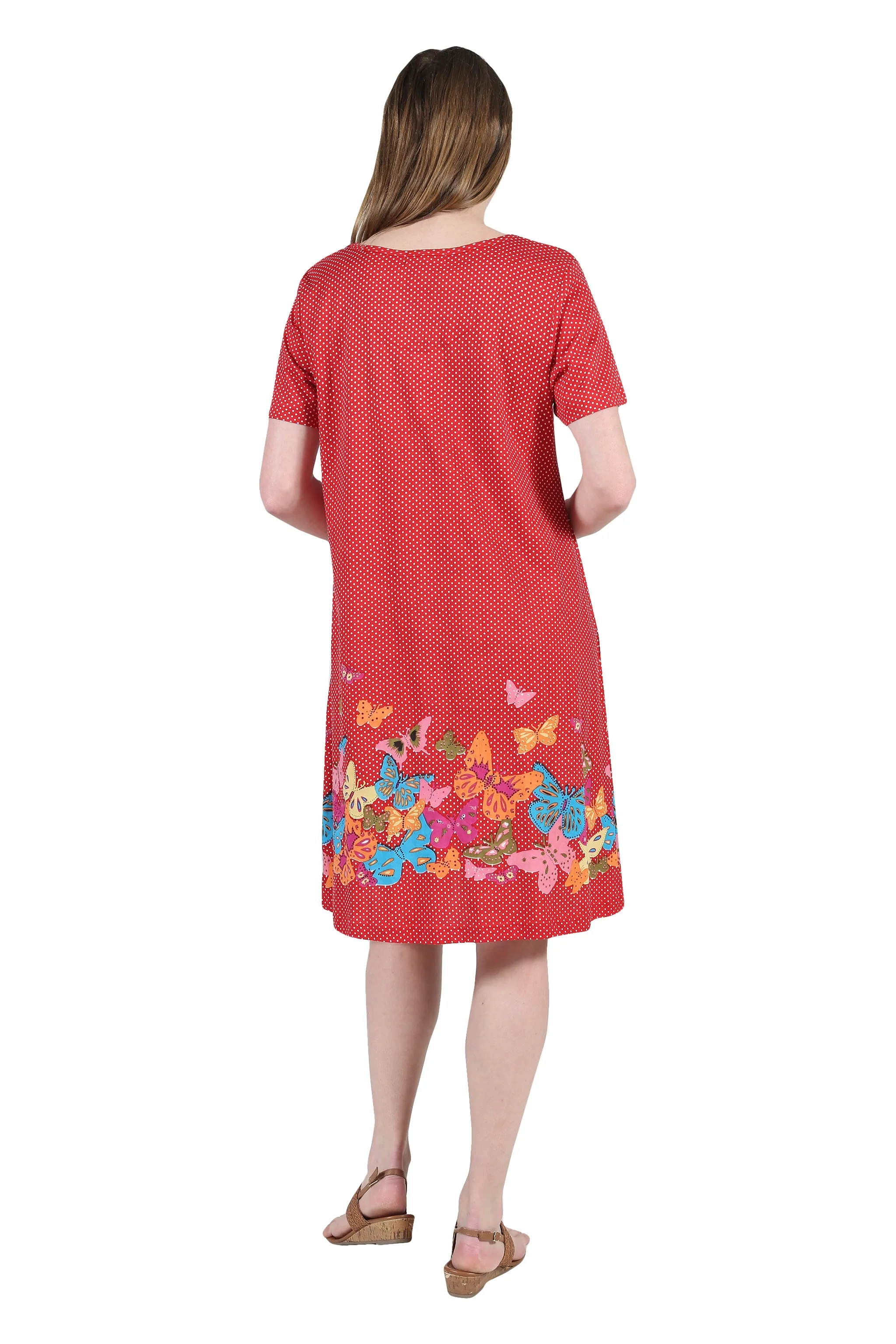 La Cera Novelty Floral Butterfly Print Short Sleeve Dress