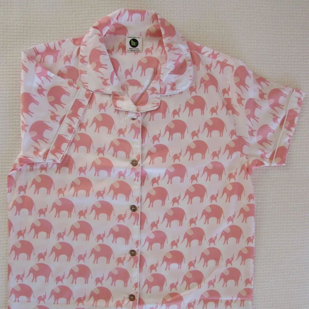 Ladies  Short Sleeve Pyjamas Tops in Simple luxury Elephants