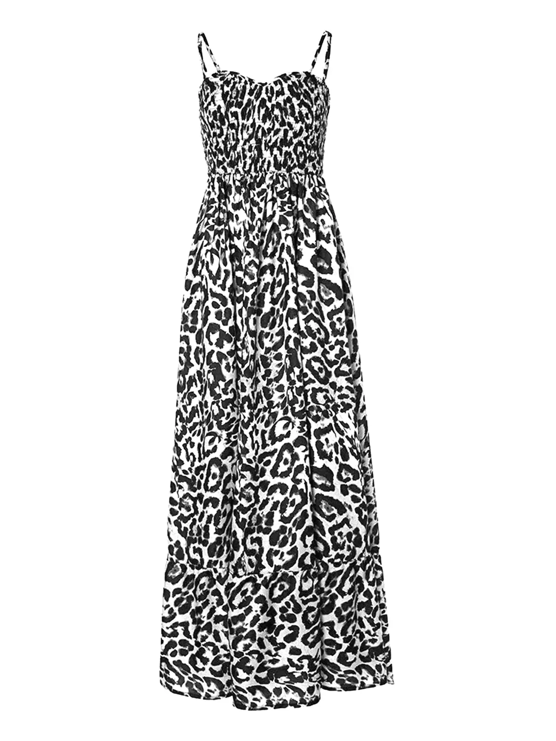 Leopard Sweetheart Neck Cami Dress New women's fashion casual leopard print maxi dress