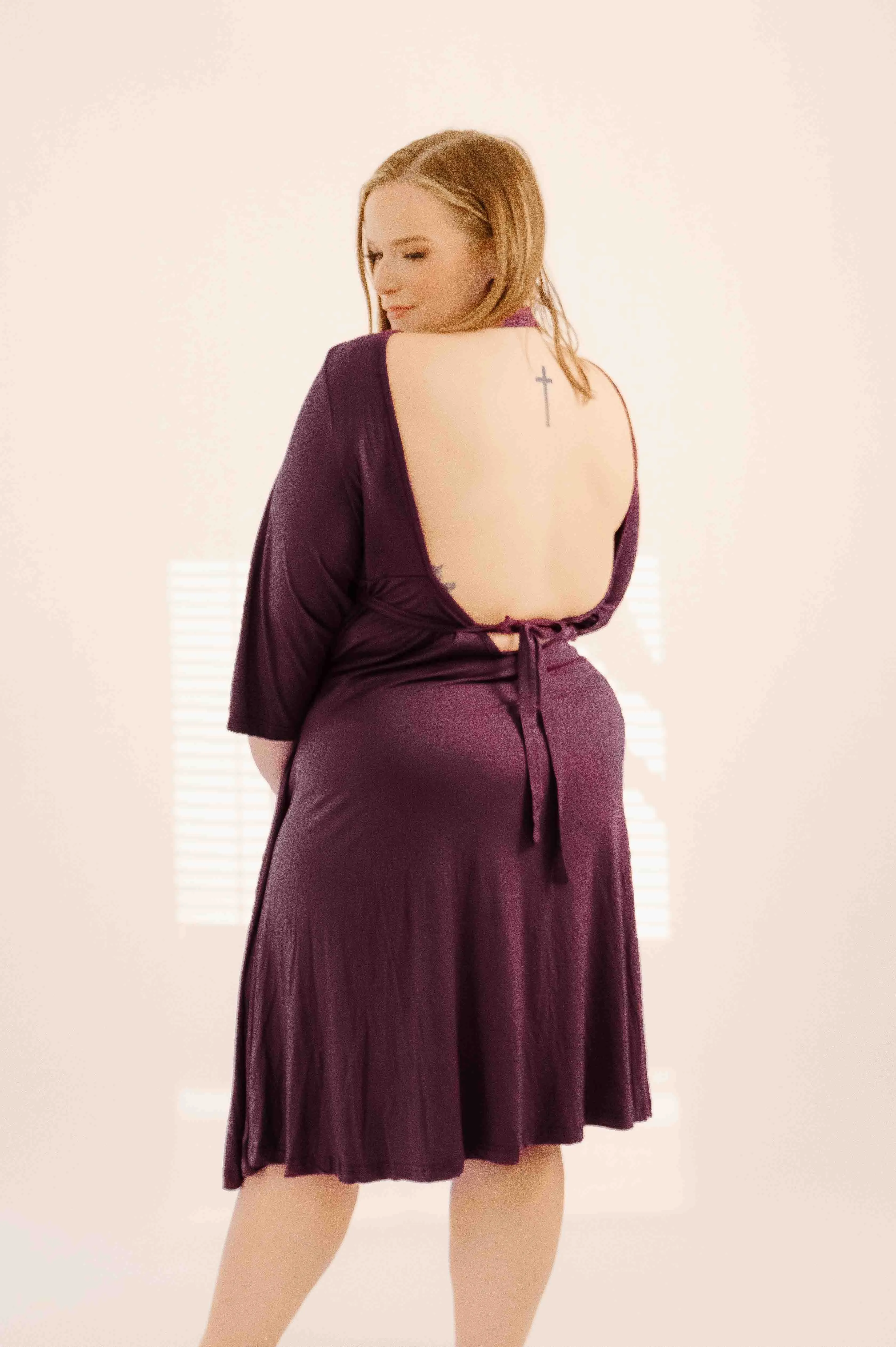 Lila Labor & Postpartum Gown in Plum