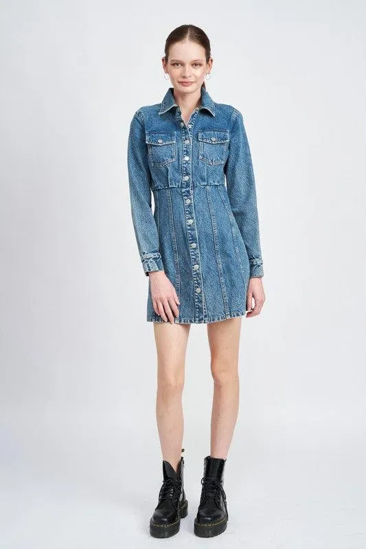 Long Sleeve Denim Shirt Dress