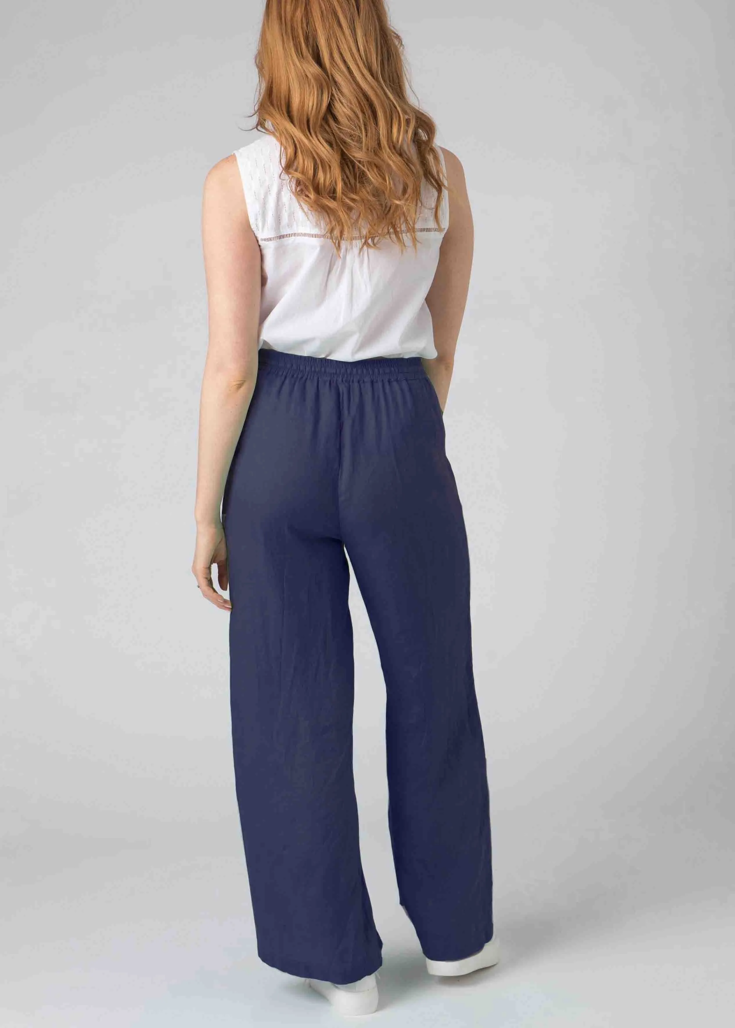 Lyla Linen Relaxed Elastic Waist Pull On Trousers