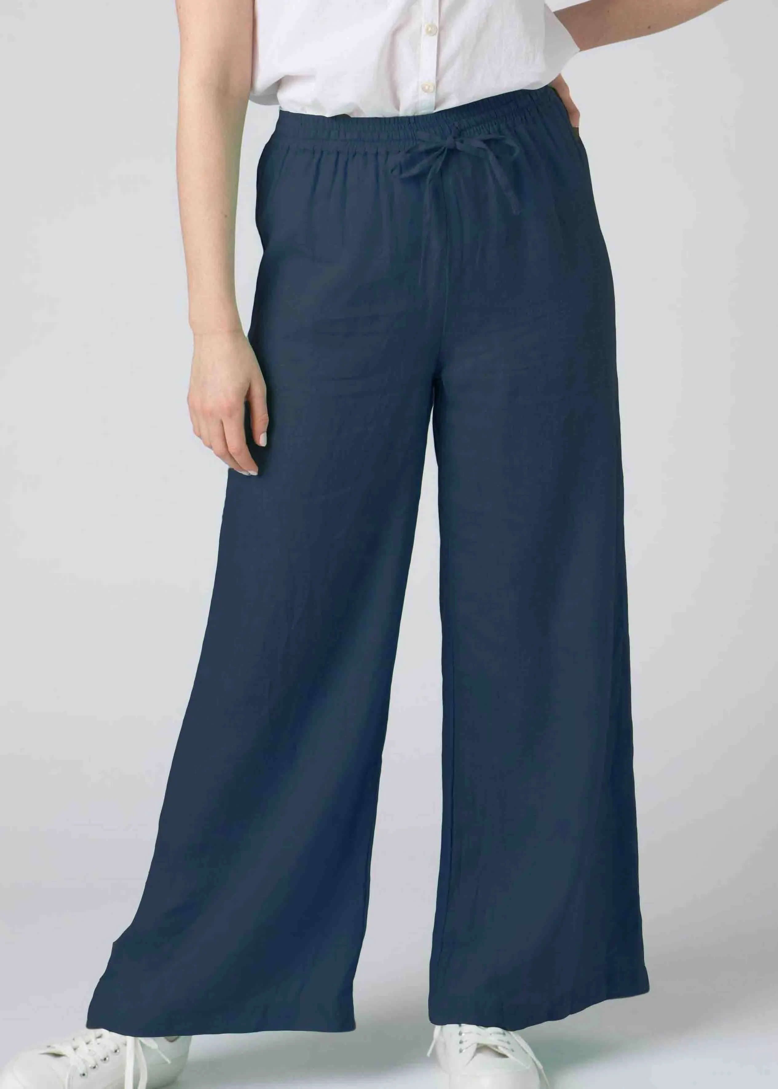 Lyla Linen Relaxed Elastic Waist Pull On Trousers