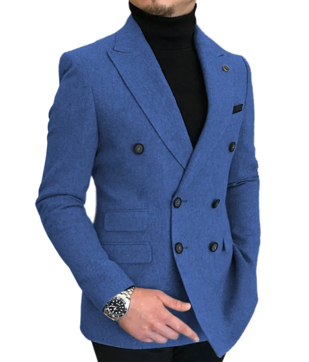 Men's Casual Tweed Regular Fit Notch Lapel Blazer