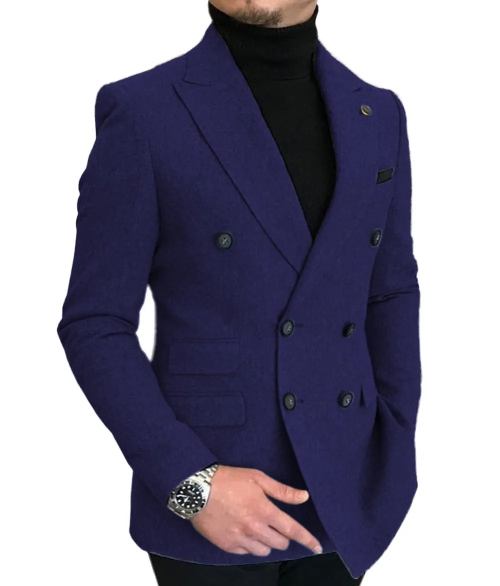 Men's Casual Tweed Regular Fit Notch Lapel Blazer