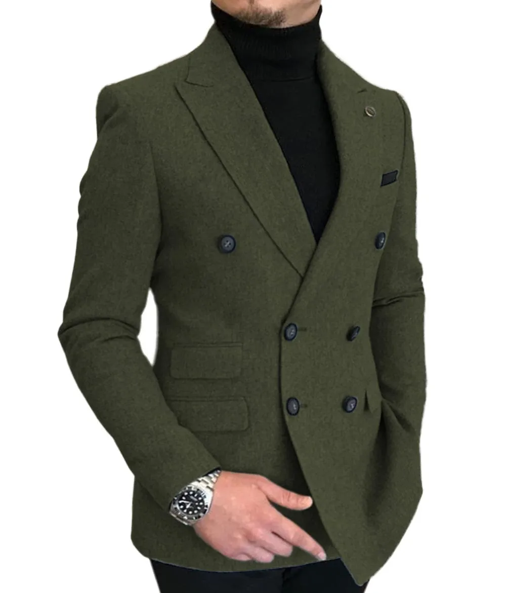 Men's Casual Tweed Regular Fit Notch Lapel Blazer