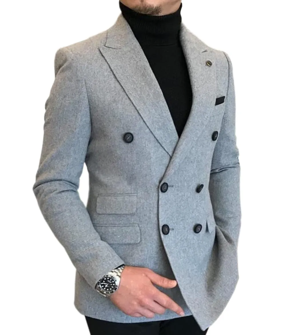 Men's Casual Tweed Regular Fit Notch Lapel Blazer