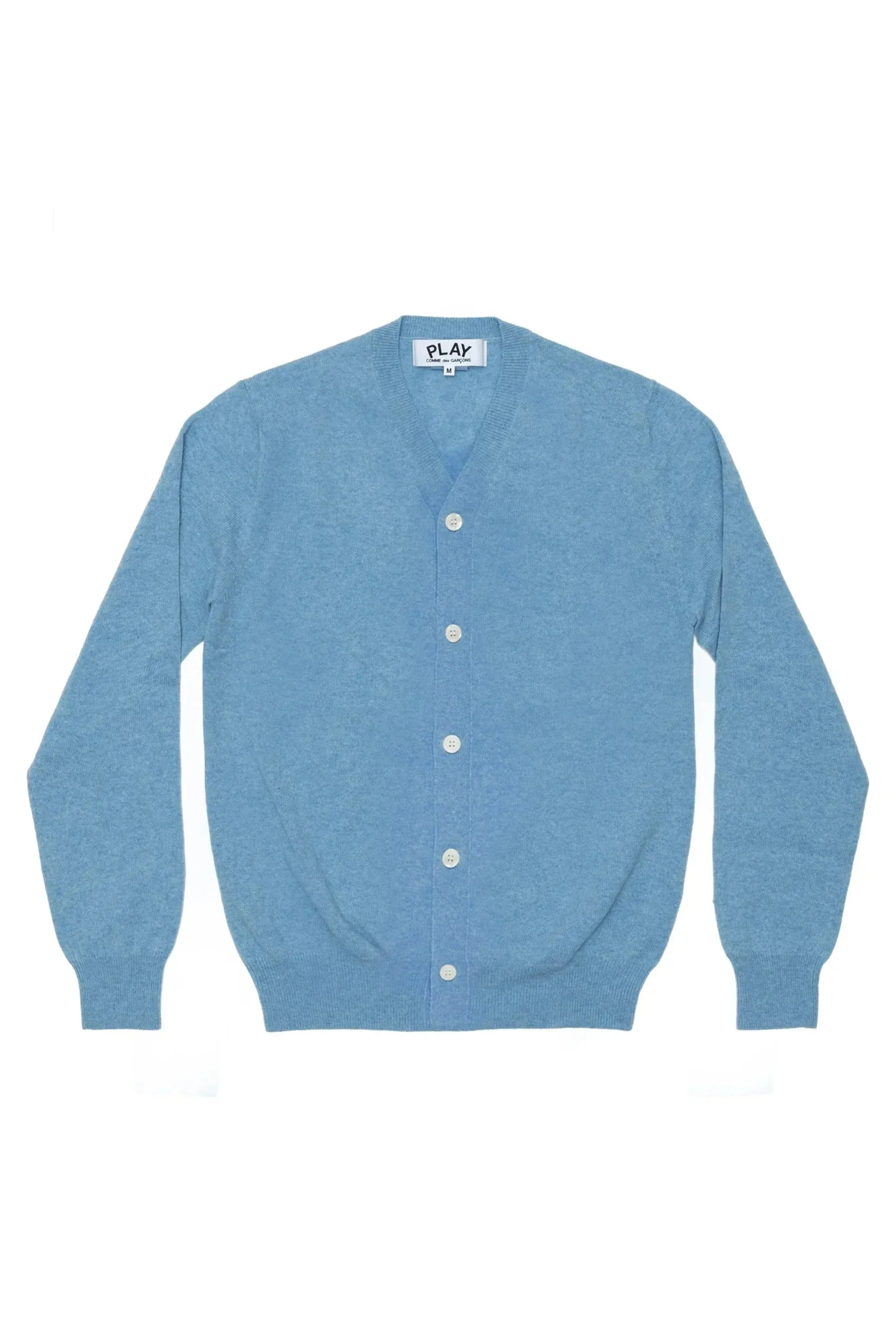 Mens Light Blue Small Red Heart Cardigan