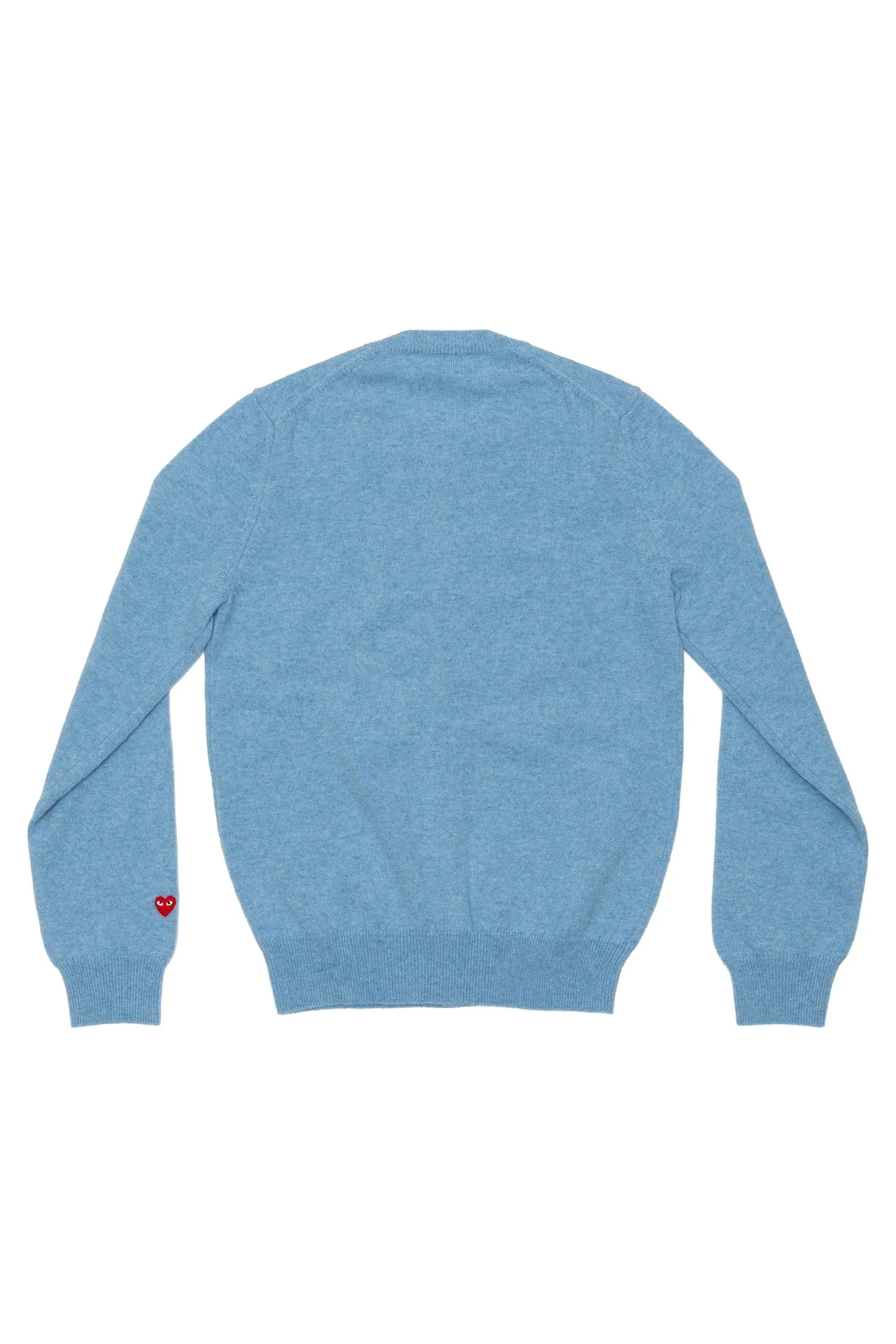 Mens Light Blue Small Red Heart Cardigan