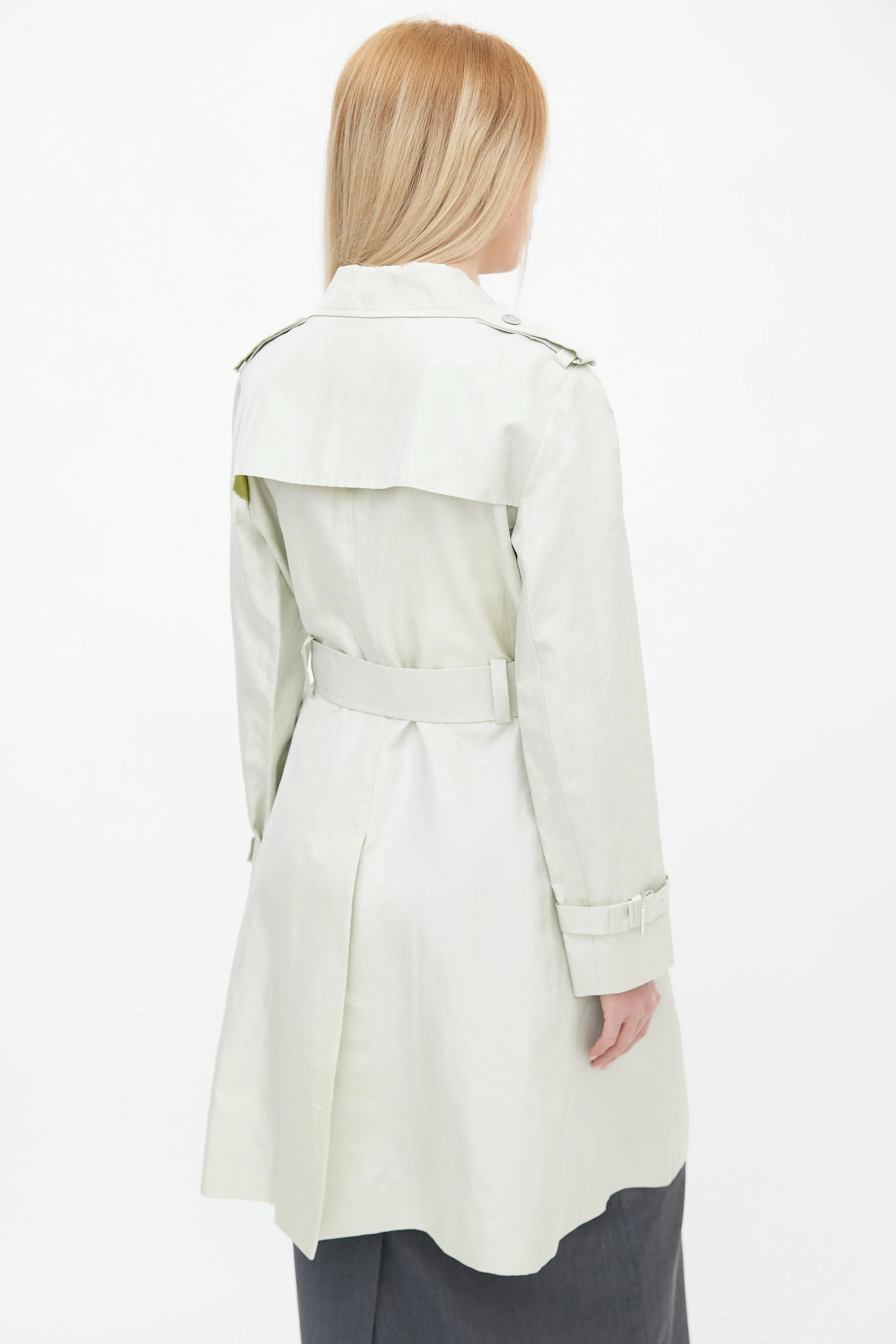 Mint Green Belted Trench Coat