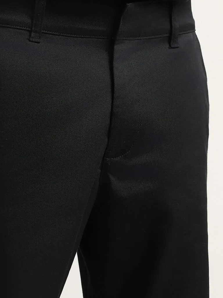 Nuon Black Cotton Relaxed-Fit Trousers