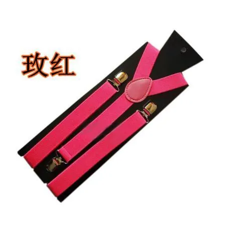 Obsessions 18 Color Elastic Leather Suspenders Unisex Braces