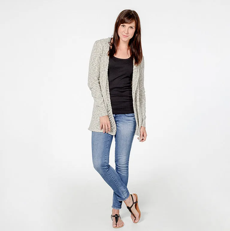 Organic Cotton Blend Lace Hooded Cardigan