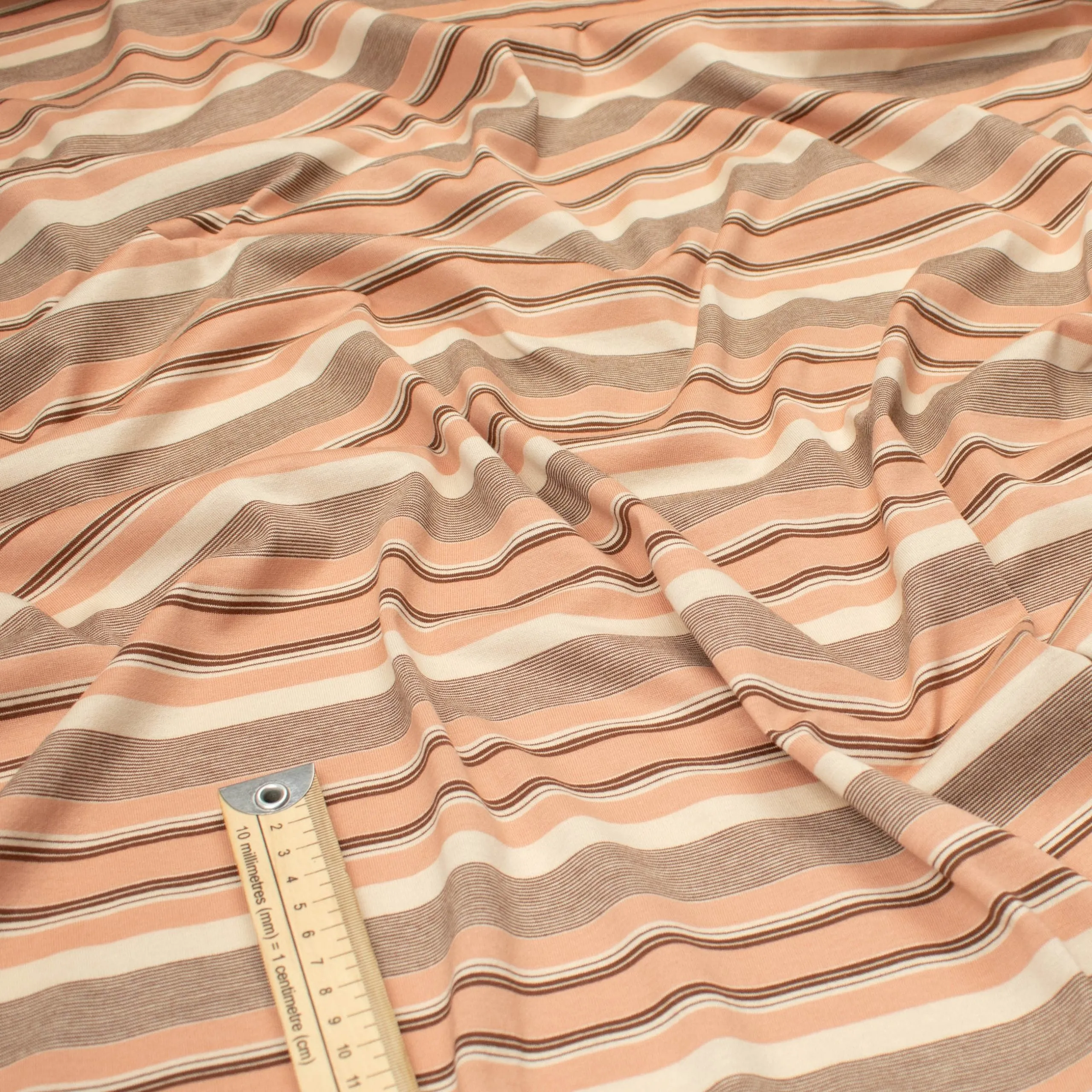 Printed Knits Design-154 Orange, Brown & Cream Stripes