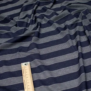 Printed Knits Design-227 Navy & Grey Stripes ( 1.9M Panel ) -$24.99/panel