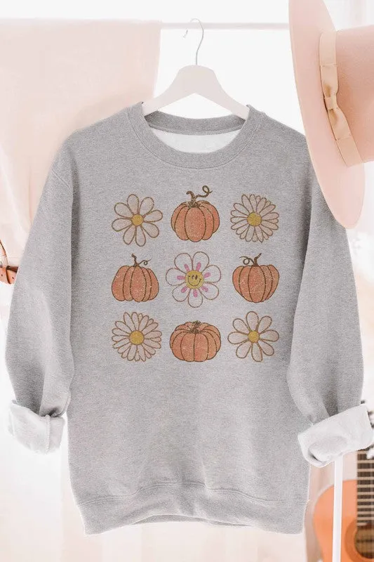 PUMPKINS AND FLOWERS GRAPHIC SWEATSHIRT