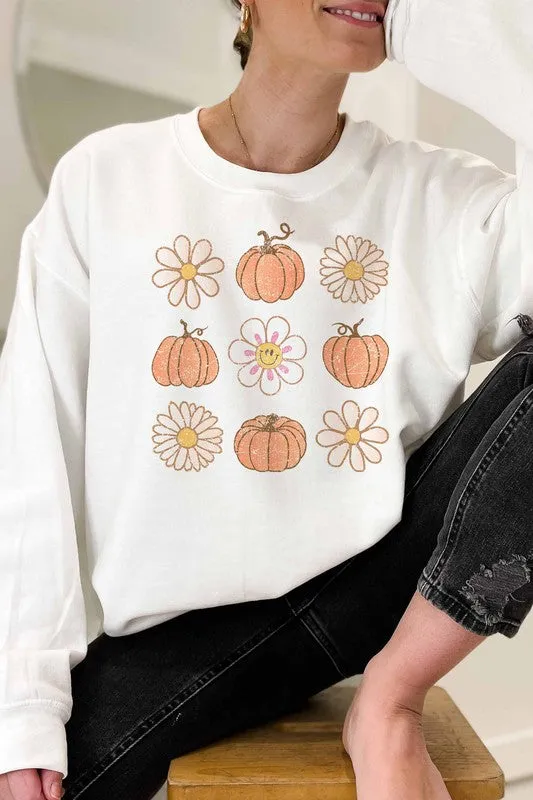 PUMPKINS AND FLOWERS GRAPHIC SWEATSHIRT