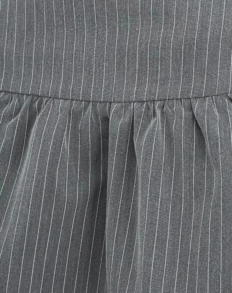 Raffita Mini Skirt in Pinstripe Grey