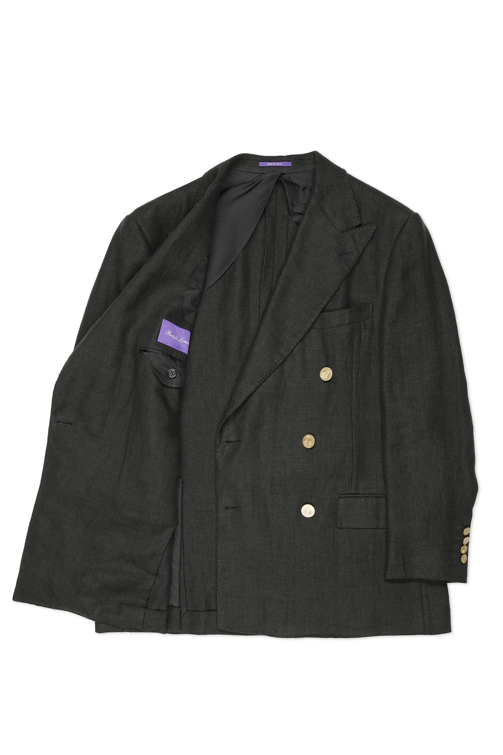 Ralph Lauren Purple Label Black Linen Double Breasted Sport Coat