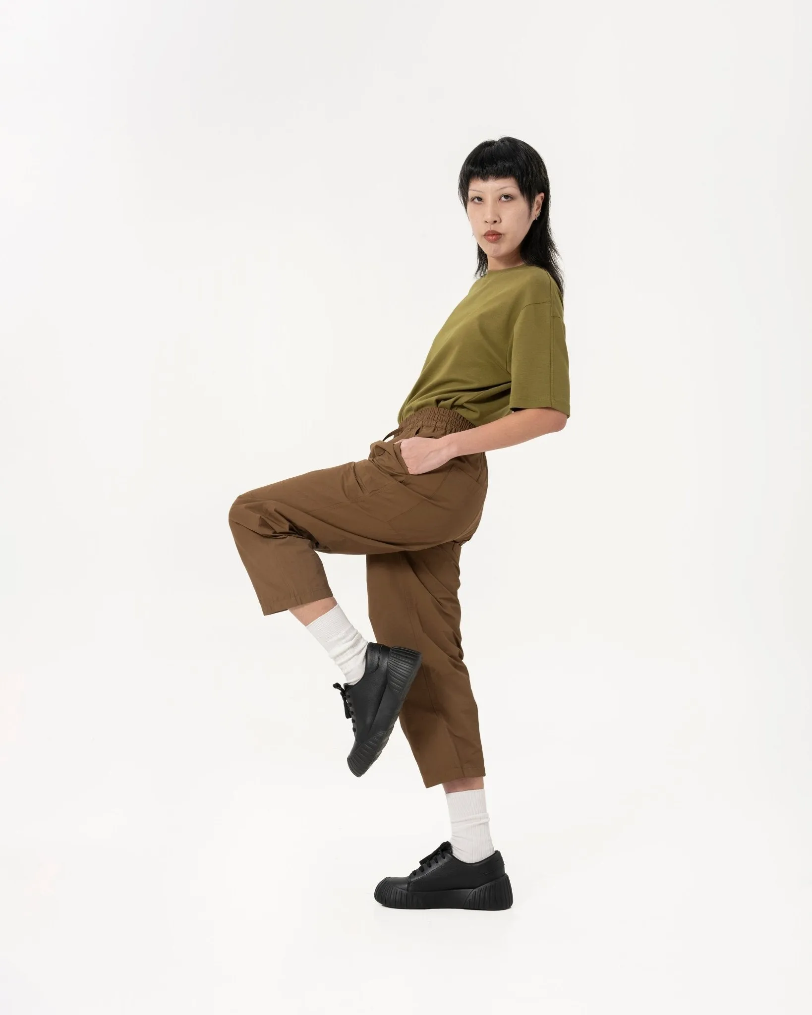 Relaxed Elasticated Trousers - Amber