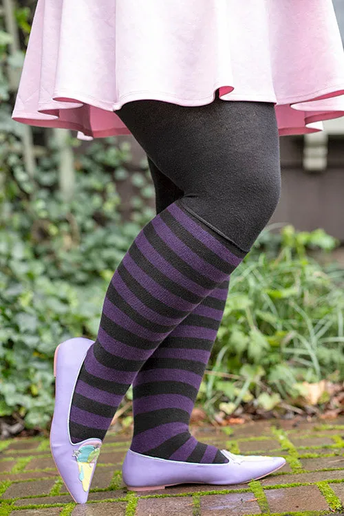 Roll Top Striped Knee High Socks