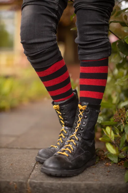 Roll Top Striped Knee High Socks