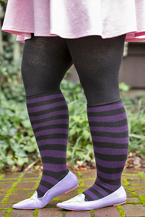 Roll Top Striped Knee High Socks