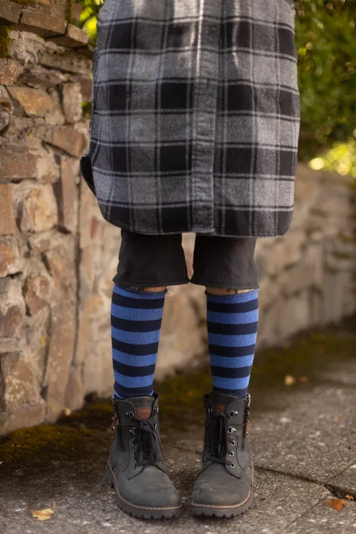 Roll Top Striped Knee High Socks