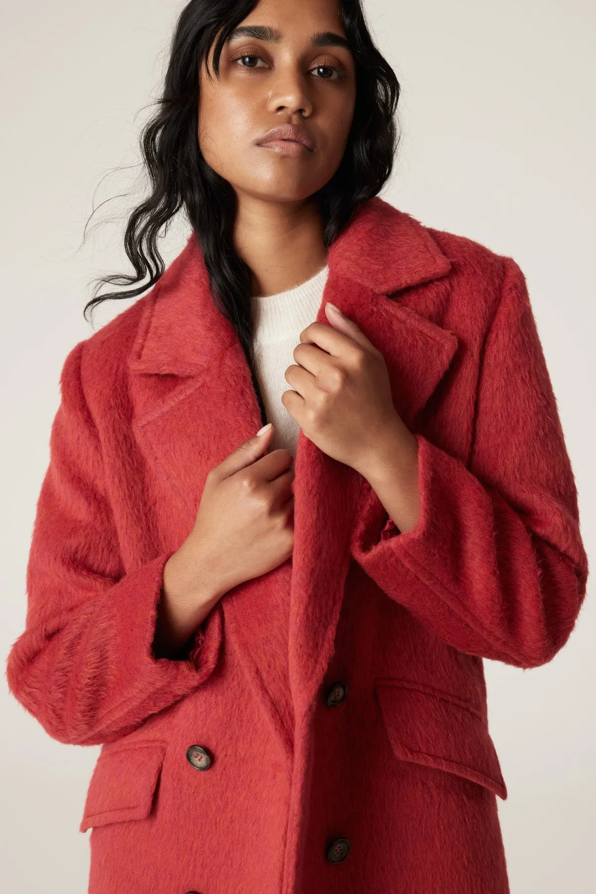 Sabine Double Breasted Coat - Red