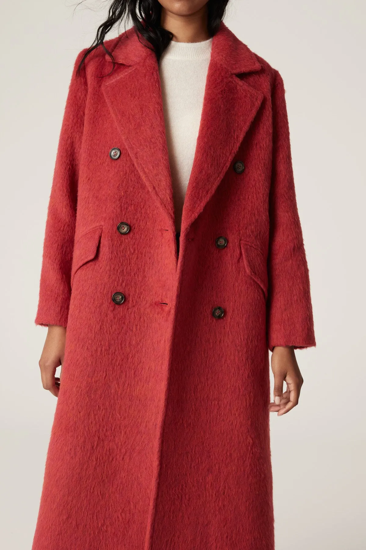 Sabine Double Breasted Coat - Red