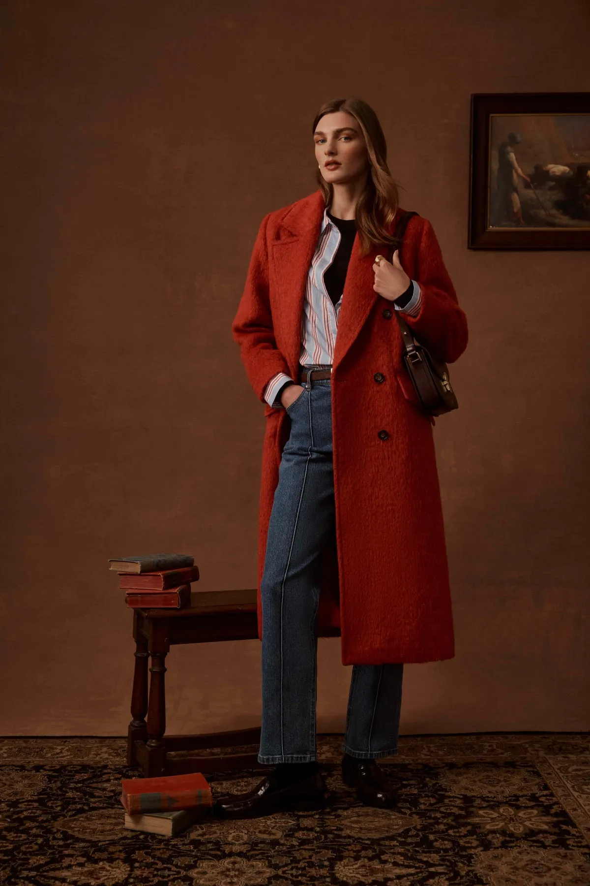 Sabine Double Breasted Coat - Red