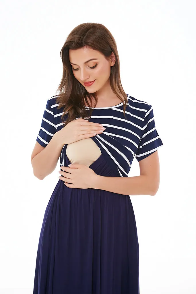 Smallshow Striped Casual Nursing Dresses