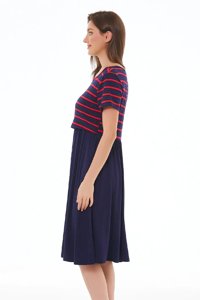 Smallshow Striped Casual Nursing Dresses