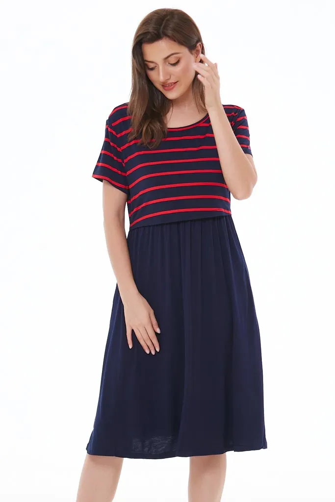 Smallshow Striped Casual Nursing Dresses