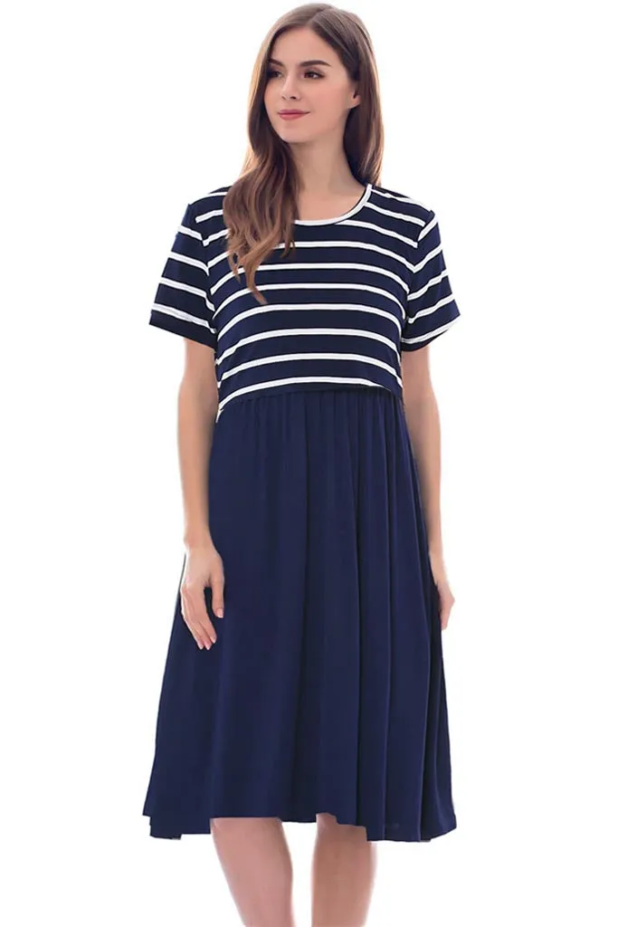 Smallshow Striped Casual Nursing Dresses