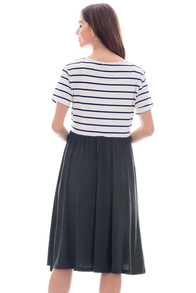 Smallshow Striped Casual Nursing Dresses