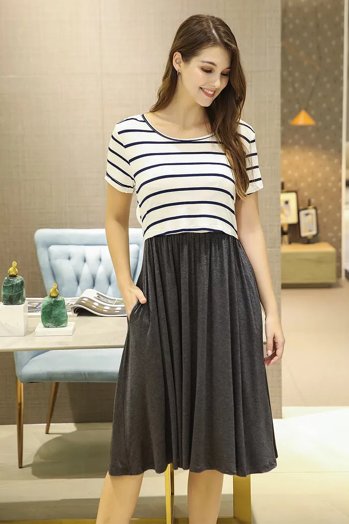 Smallshow Striped Casual Nursing Dresses