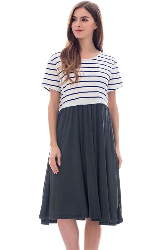 Smallshow Striped Casual Nursing Dresses