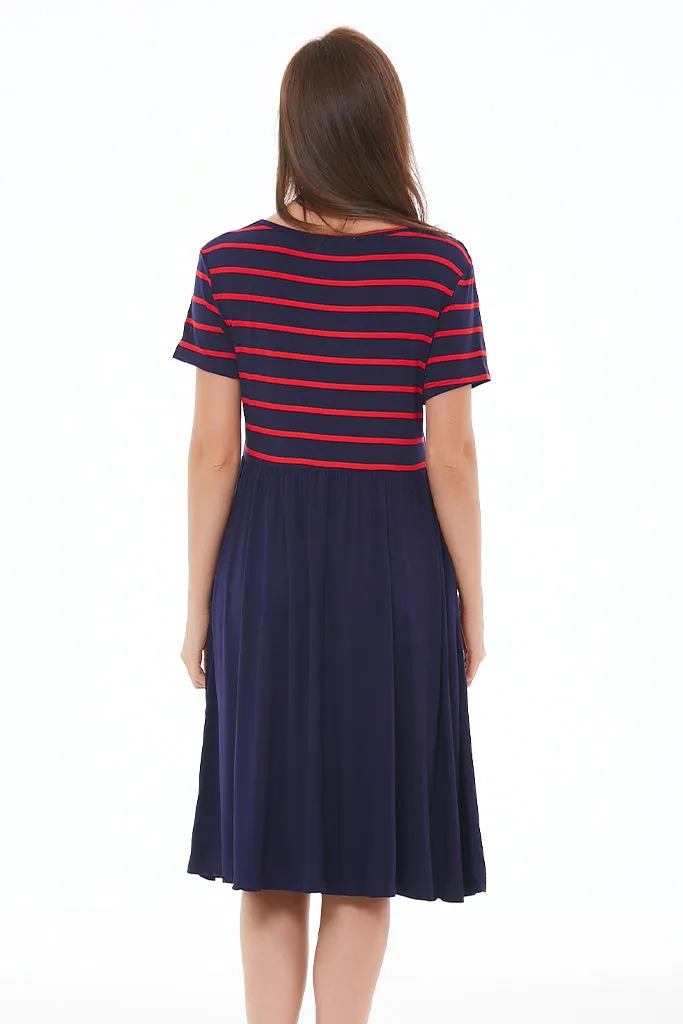 Smallshow Striped Casual Nursing Dresses