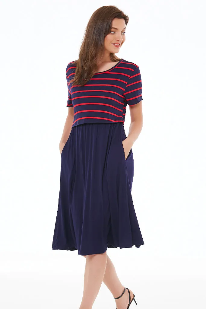 Smallshow Striped Casual Nursing Dresses