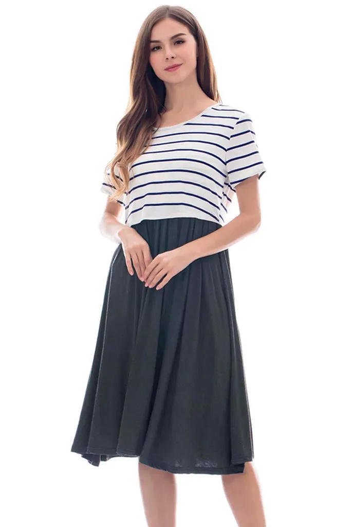 Smallshow Striped Casual Nursing Dresses