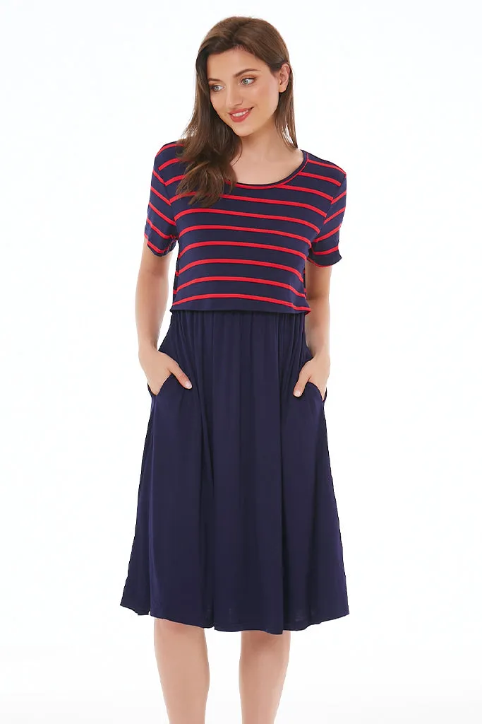 Smallshow Striped Casual Nursing Dresses