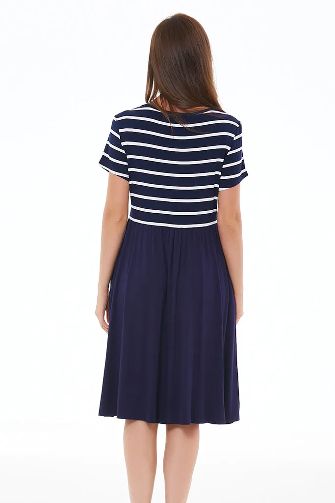 Smallshow Striped Casual Nursing Dresses