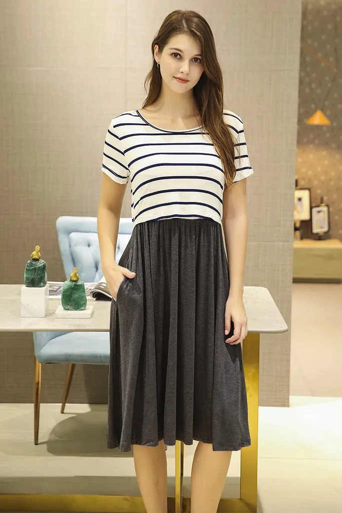 Smallshow Striped Casual Nursing Dresses